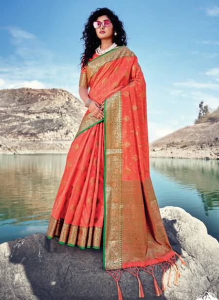 Pink Orange Colour SANGAM RATNAPURAM SILK Banarasi Silk Festive Wear Designer Saree Collection 1464